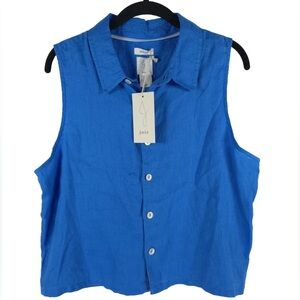 NWT JOIE 100% LINEN Button Up Sleeveless Collared Shirt INDIA 🇮🇳 Made LARGE